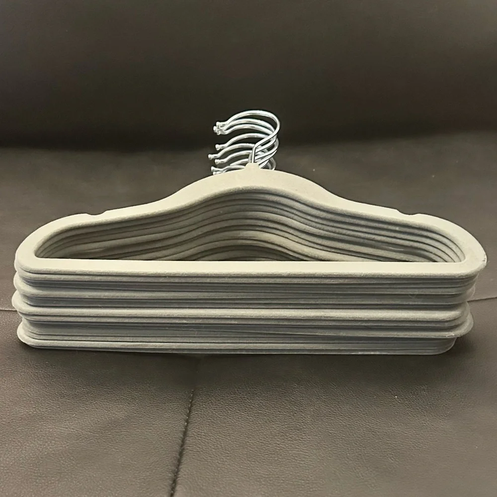 15 thin velvet mini stainless steel gray hangers small children’s pet’s hangers